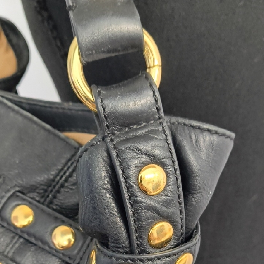 Y2K Steven By Steve Madden Black Leather Studded Shoulder Bag - Vintage - Picture 7 of 11